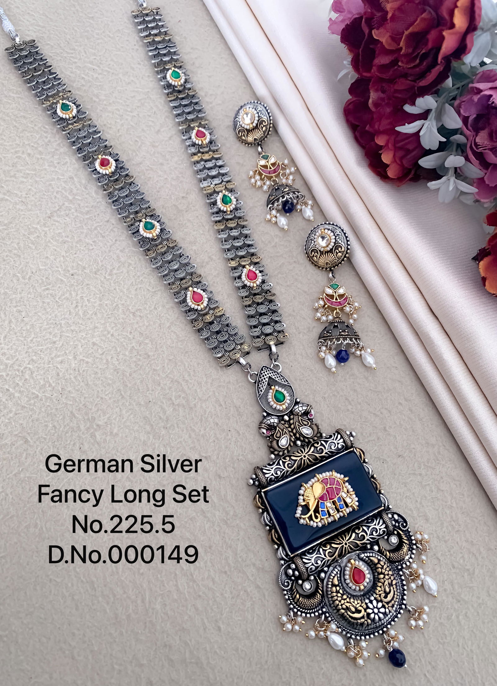 Designer German Silver Fancy Long Set Wholesale Price In Surat
